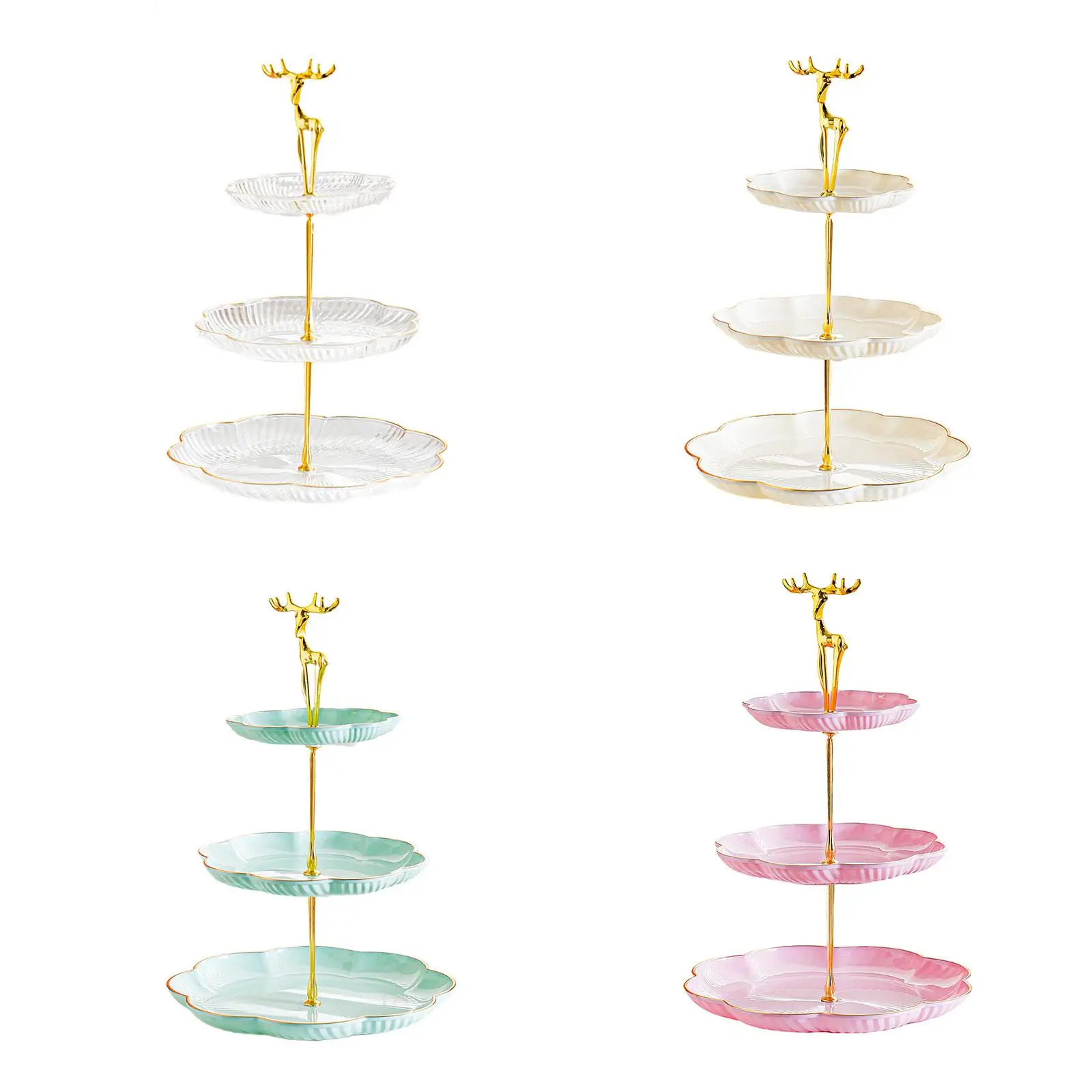 

Трехъярусная подставка для кексов, многоуровневый поднос для сервировки, подставка для торта, многоразовая пластиковая тарелка для десертов для сладкого стола и мероприятий