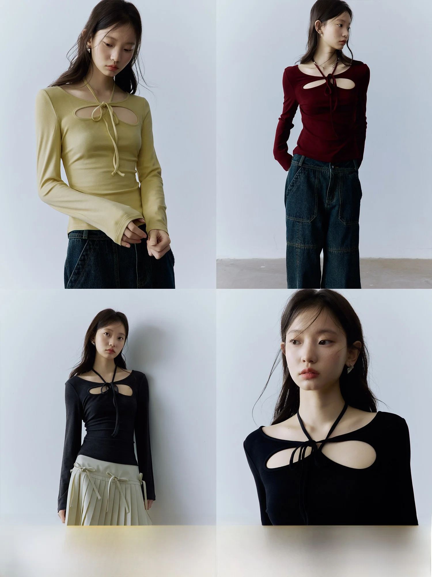 

Fussed Balletcore Versatile Hollow out Knitted Top Four Colors Deconstructed Ne Hanging Girl's Heart Matters All Match