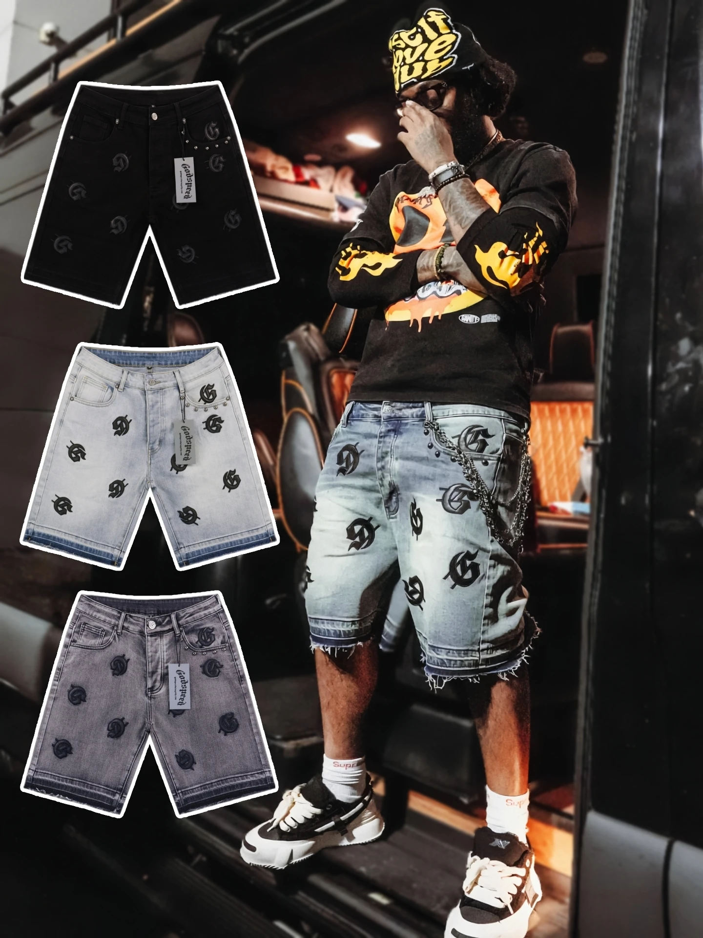 

Тяжелые джинсы Du GODSPEED American Street Sle с кожаной вышивкой, повседневные джинсы в стиле хип-хоп, молодежные летние модные прямые брюки J...