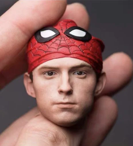 1:6 Mask Hat Little Spider Tom Holland Head Sculpt Model For 12inch Male Hot Toys Action Figure Body