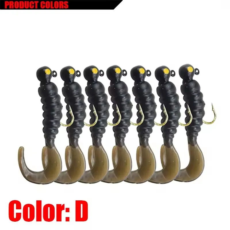 7pcs/Lot Soft Bait With Hook Worm Cub Lifelike Jig Head Silicone Fishing Lures 4.8cm 2.7g Jerkbaits Swimbait Pesca Bass Tackle