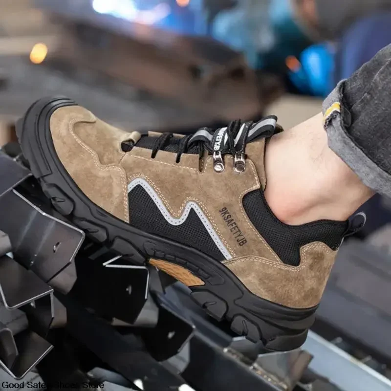 Nieuwe Ademende Mannen Stalen Neus Veiligheidsschoenen Lek-Proof Onverwoestbare Mannen Werk Sneakers Mannelijk Licht Veiligheidslaarzen Grote Maat 36-47