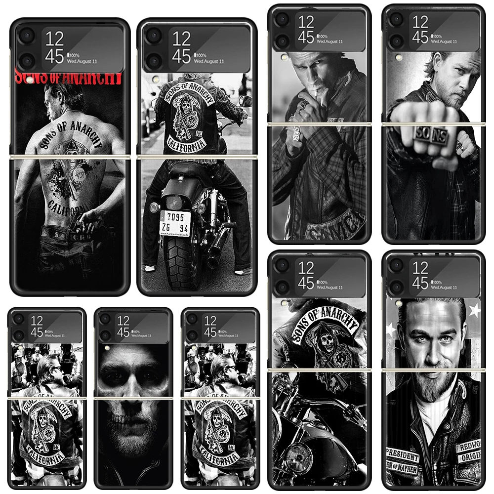 Sons Of Anarchy Black Phone Case For Samsung Galaxy Z Flip Zflip 6 Flip6 5 Flip5 4 Flip4 3 Flip3 5G Art Fundas Black Cover