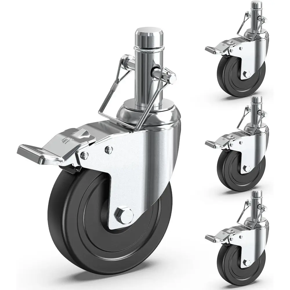 

Комплект из 4-х 5-дюймовых колес с двойной фиксацией, 1 поворотное колесо с круглым штоком, грузоподъемность 1190 фунтов, промышленные, сверхмощные, для замены.