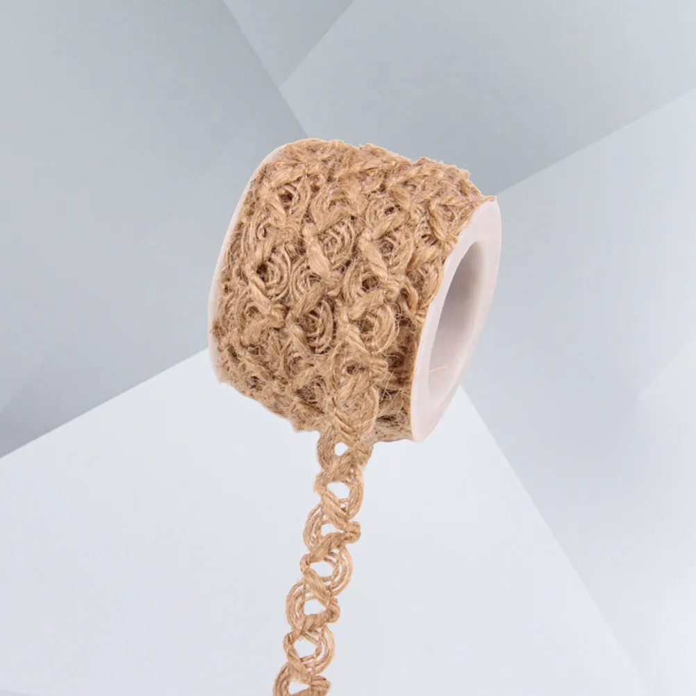 5M Natural Burlap Ribbon Roll Hessian Jute Twine Strong Flexible for Arts Crafts Wedding Decoration Burlap Ribbon