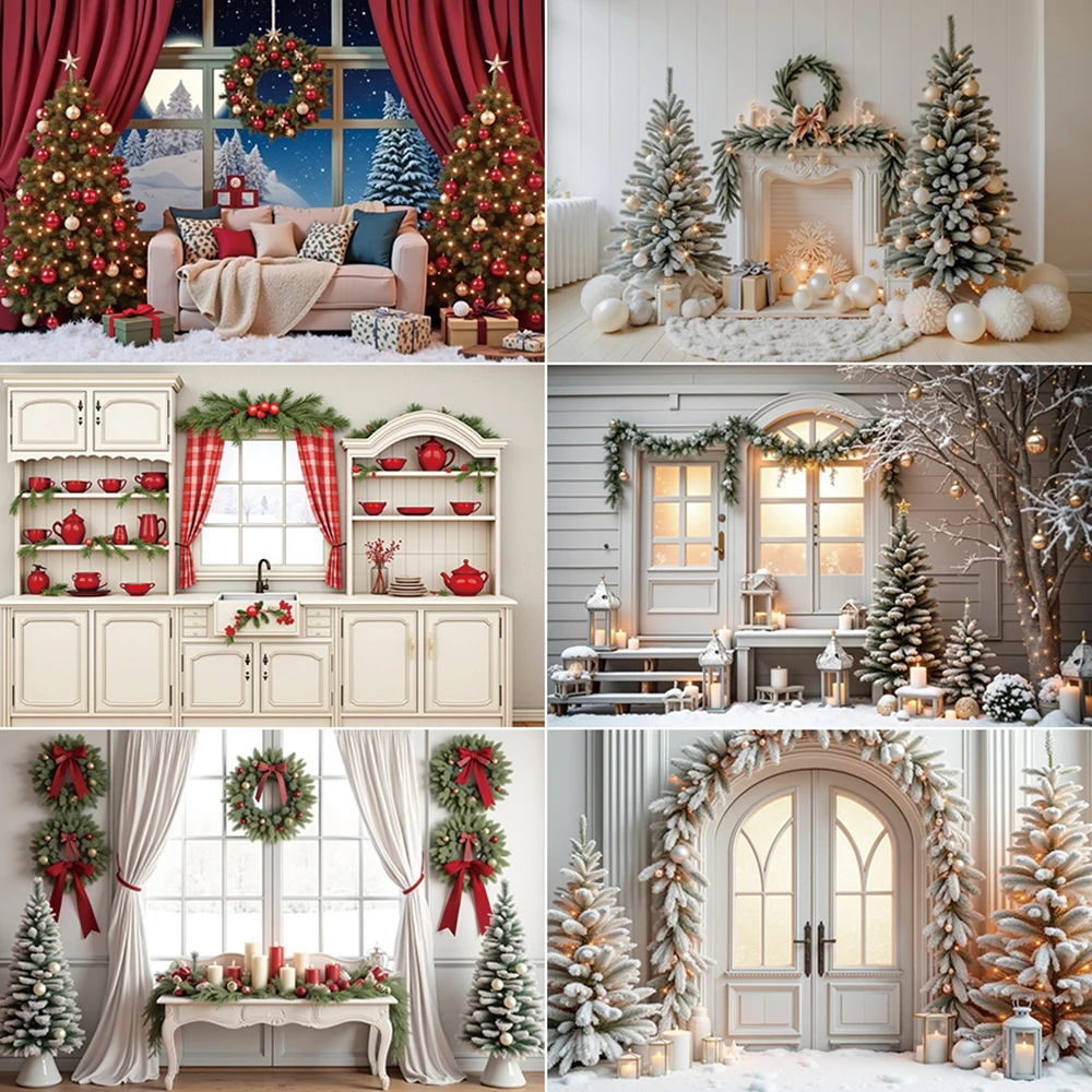 

MOON.QG 2025 Christmas Backdrop Photography Xmas Tree Window New Year Photozone Background Children Photo Studio Photocall Props