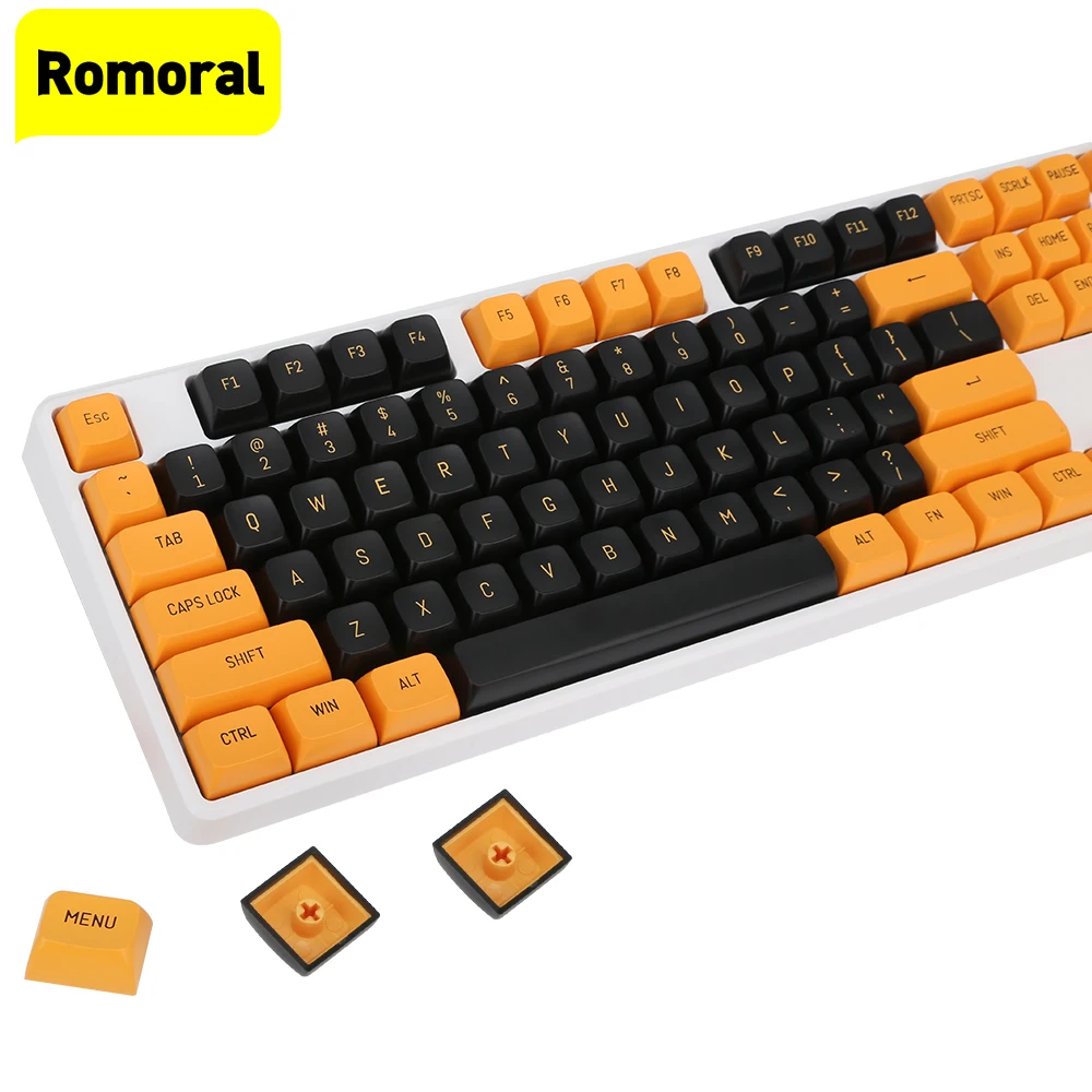 149 Key PBT Double-shot Black Yellow CSA Profile Keycaps DIY English Key Cap for MX Switches Mechanical Gaming Keyboard