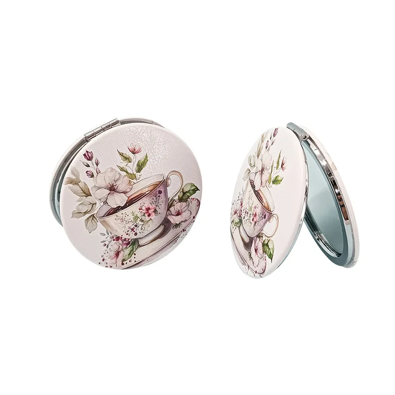 Espelho de maquiagem portátil dupla face mini portátil bolso dobrável espelho de maquiagem redondo para viagens beleza ferramenta cosmética