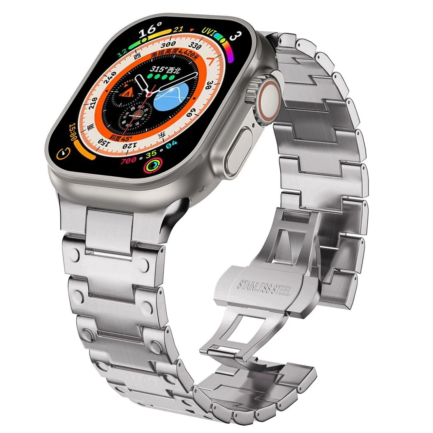 Pulseira de metal cor titânio para apple watch ultra 49mm pulseira de aço inoxidável para iwatch série 10 9 8 7 6 5 se 46mm 45mm 44mm 42mm