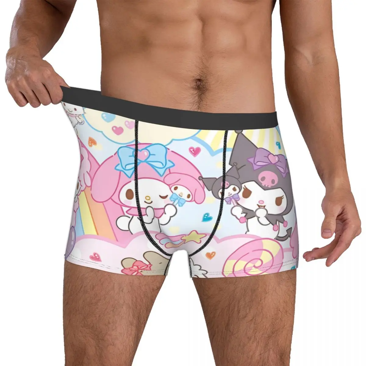 Custom Sanrio Kuromi Melody Hello Kitty Men's Boxers Soft Underwear Cartoon Printed Novelty Underpants