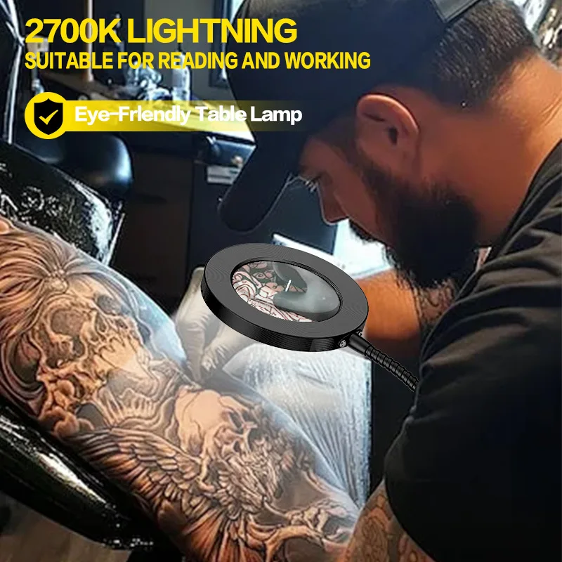 Clip lamp, LED magnifying workbench lamp, USB manicure reading and study lamp, 360-degree swivel telescopic repair desk lamp.