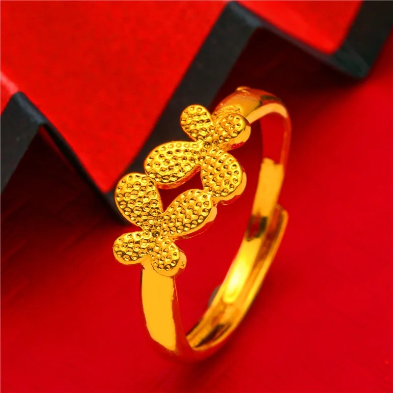 Mylux Jewelry 24K real gold women's gold jewelry gold ring adjustable Au999 large pistil flower gift to give to friends gold jew