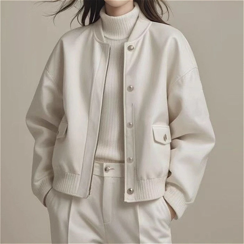 

Coat Women Coats Stand Collar Jackets Y2k Streetwear Work Casual Elegant Splice Regular Solid Jacket Slim Fit 2026 Spring