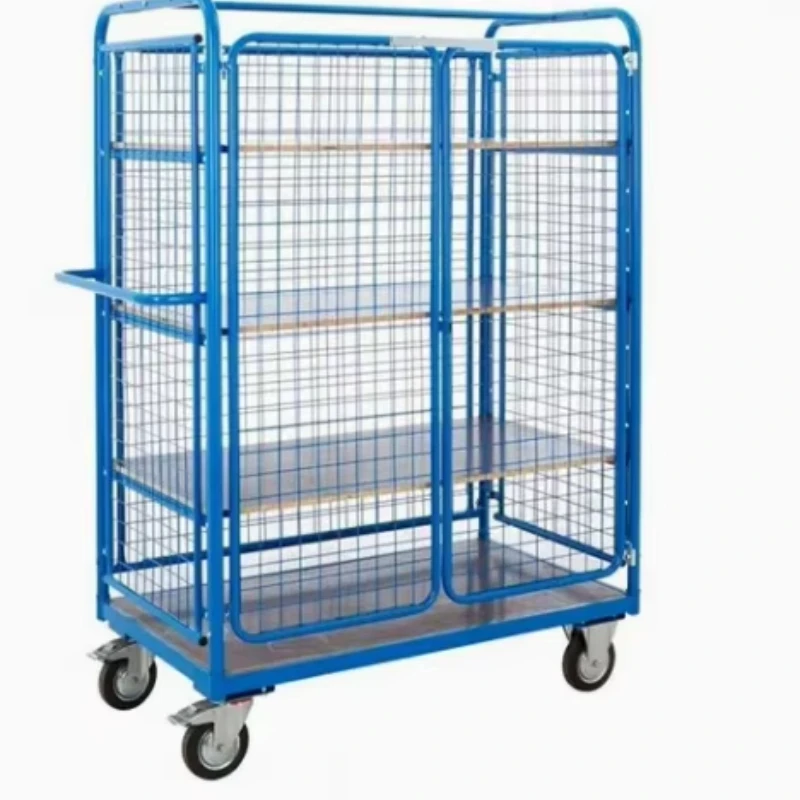 Foldable steel laundry with load capacity for transporting trolleys to supermarkets and hotel warehouses