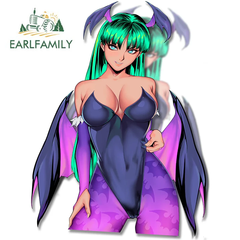 EARLFAMILY Morrigan Hooker Devil Waifu Female Car Stickers Uniform Hentai Boobs Waterproof Car Accessories Ecchi Decals