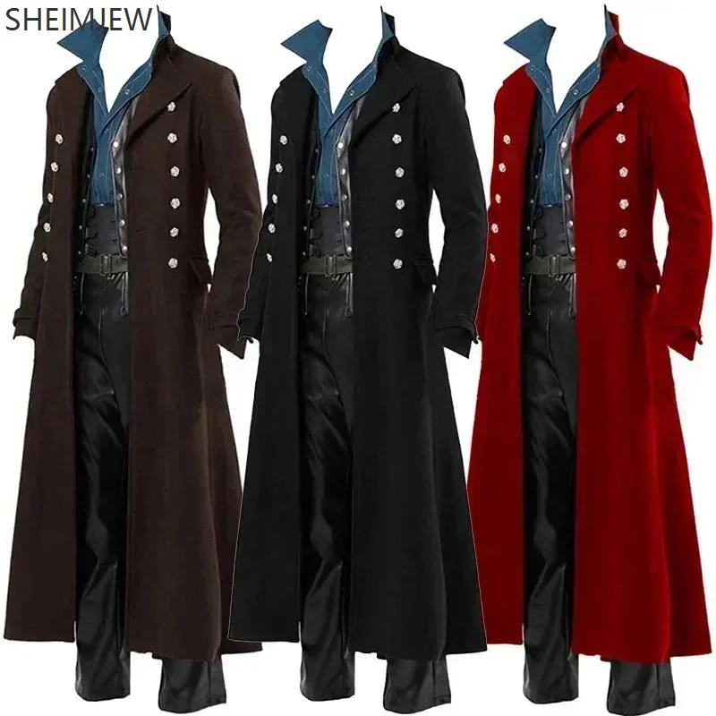 

Medieval Men's Pirate Costume Steampunk Vintage Trench Coat Gothic Tuxedo Jacket Victorian Carnival Party Cosplay Jacket Coat