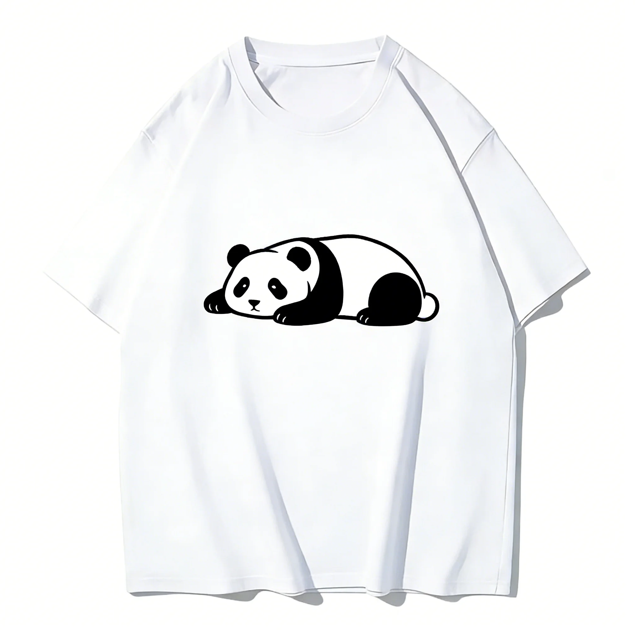 

Zagros Minimalist Lazy Panda Print T-shirt Casual Unisex Short Sleeve Cotton Top Summer Streetwear For Animal Lovers