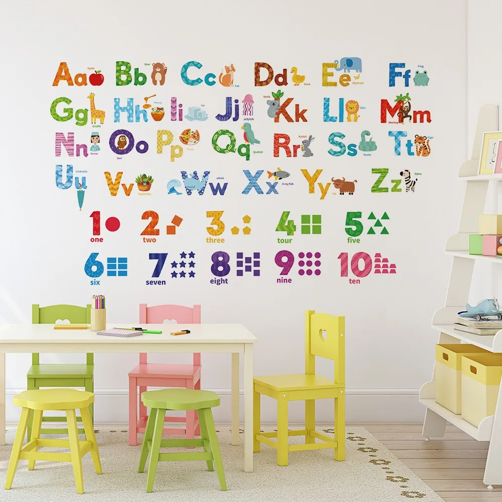 

Early Childhood Education Kids Room Number Wall Sticker Self Adhesive Colorful Wall Art Decal Kindergarten School Decoration