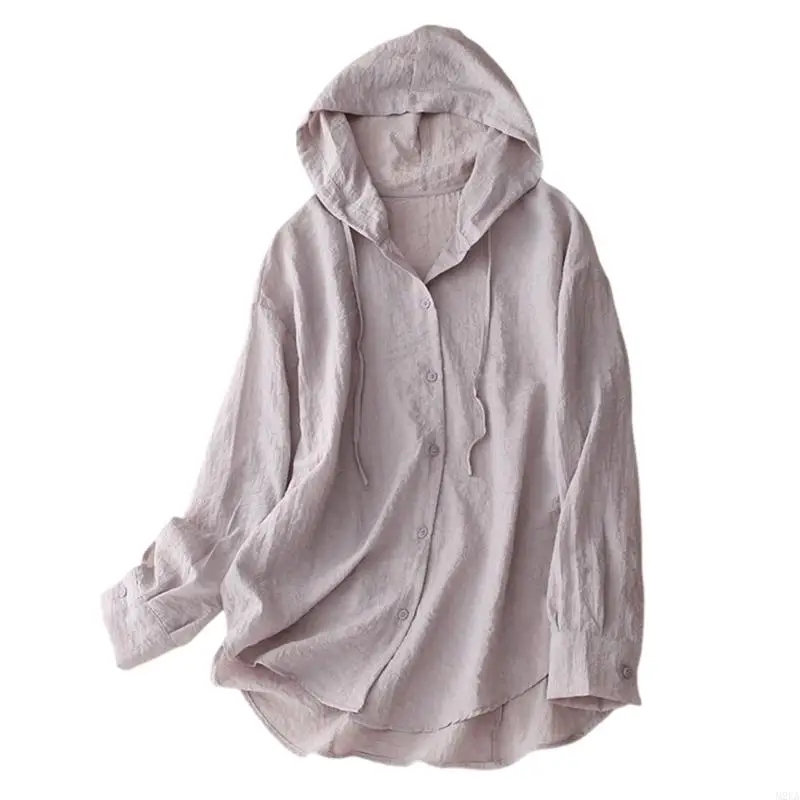 2026 New Oversized Linen Shirt With Hood Button Down Cover Up For Daily Use And Holidays