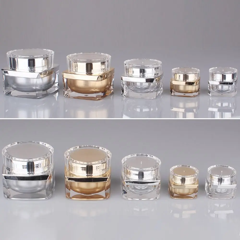 Pot de maquillage vide Transparent épais, carré, Portable, bouteille de crème pour le visage, rechargeable, pot d'emballage pour crème pour les yeux, 5g 10g 20g 30g 50g