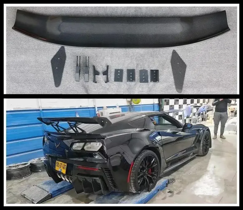 

GT STYLE REAL CARBON FIBER REAR WING TRUNK LIP SPOILER FOR Chevrolet Corvette C7 C8 Z06 2014-2023