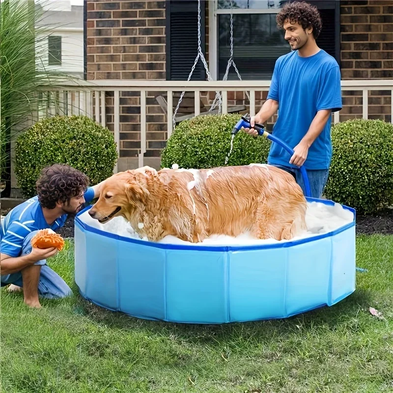 Piscina portátil para mascotas con lavabo plegable para perros, lavabo para gatos y perros, bordes resistentes, adecuado para todas las razas de perros