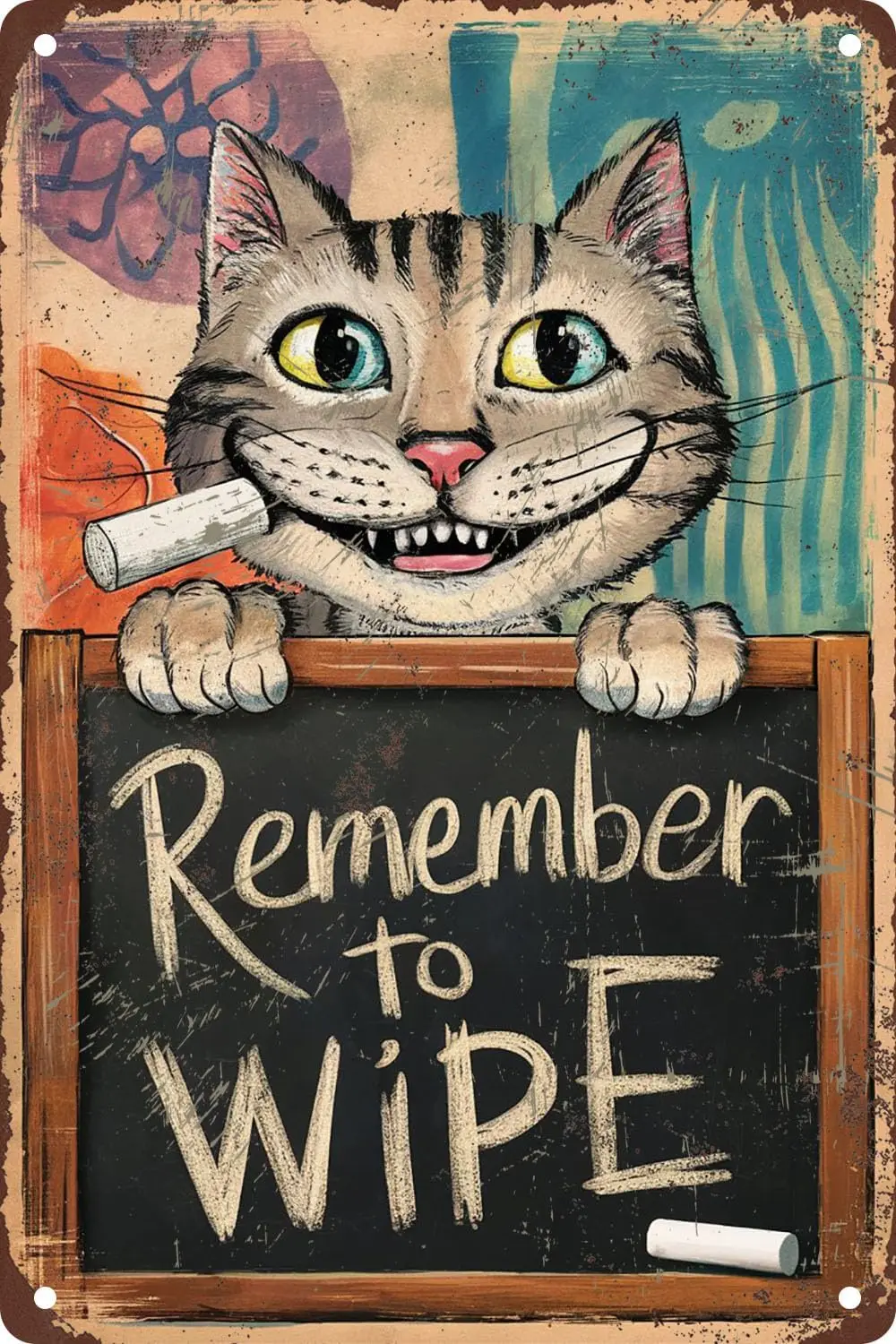 Remember To Wipe - Funny Cat Wall Decor Cat Poster Metal Tin Sign Cat Gifts for Cat Lovers Vintage Sign Office Home Wall Decor 8