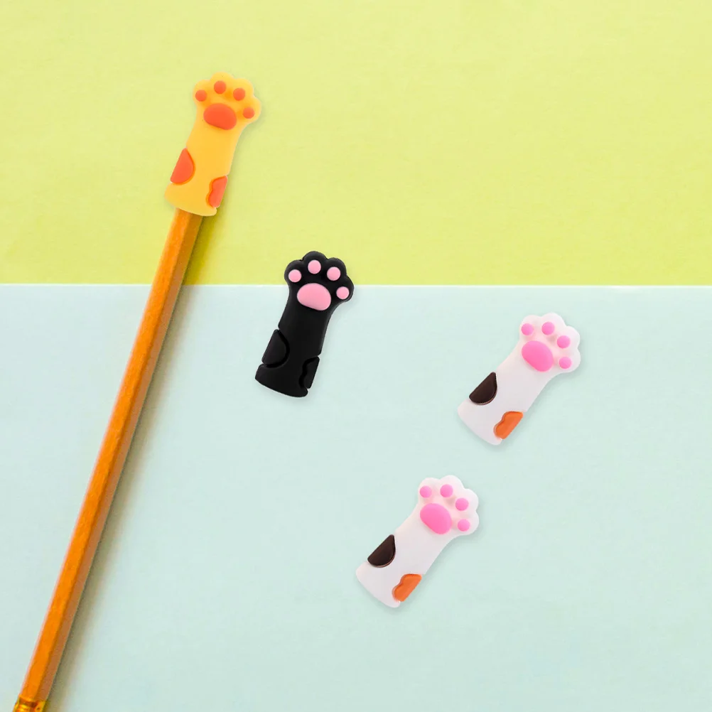 9 Pcs Cat Paw Pen Cap Silicone Pencil Tip Protector Protective Cover Caps for Office Toppers Covers