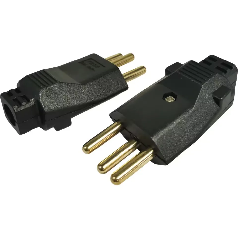 1 peça preto 250v 20a cobre brasil conjunto de cabo de alimentação plugue de fiação conector de 3 polos cabo de alimentação industrial brasileiro tipo n