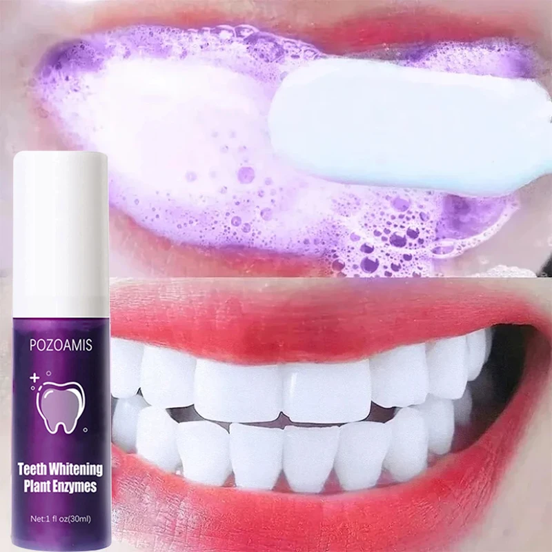 

30ml V34 Colour Corrector Purple Toothpaste Removes Tartar Clean Oral Hygiene Fresh Breath Whitening Teeth Care Products New