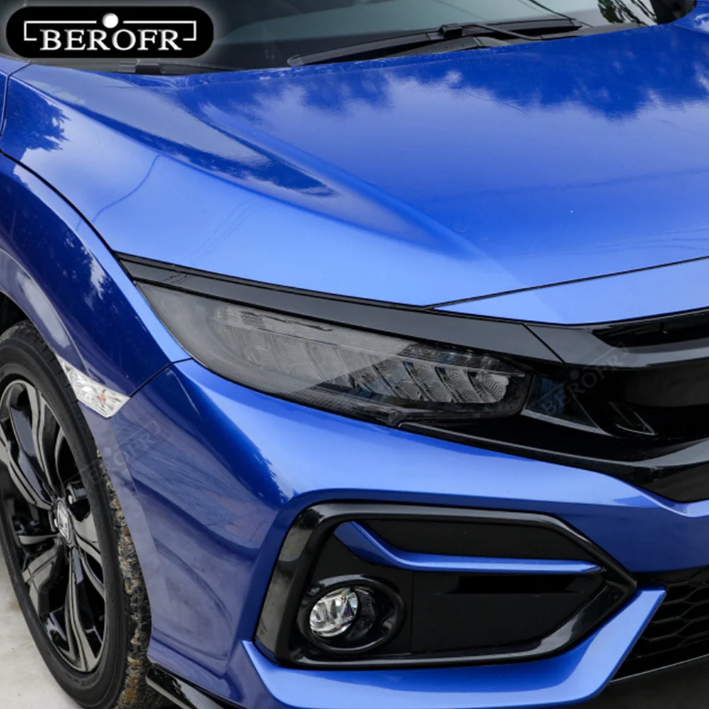For Honda Civic 10th 2016-2021 19 2020 TPU Car Headlight Film Protective Sticker Lamp Hoods Transparent Smoke Black Accessories