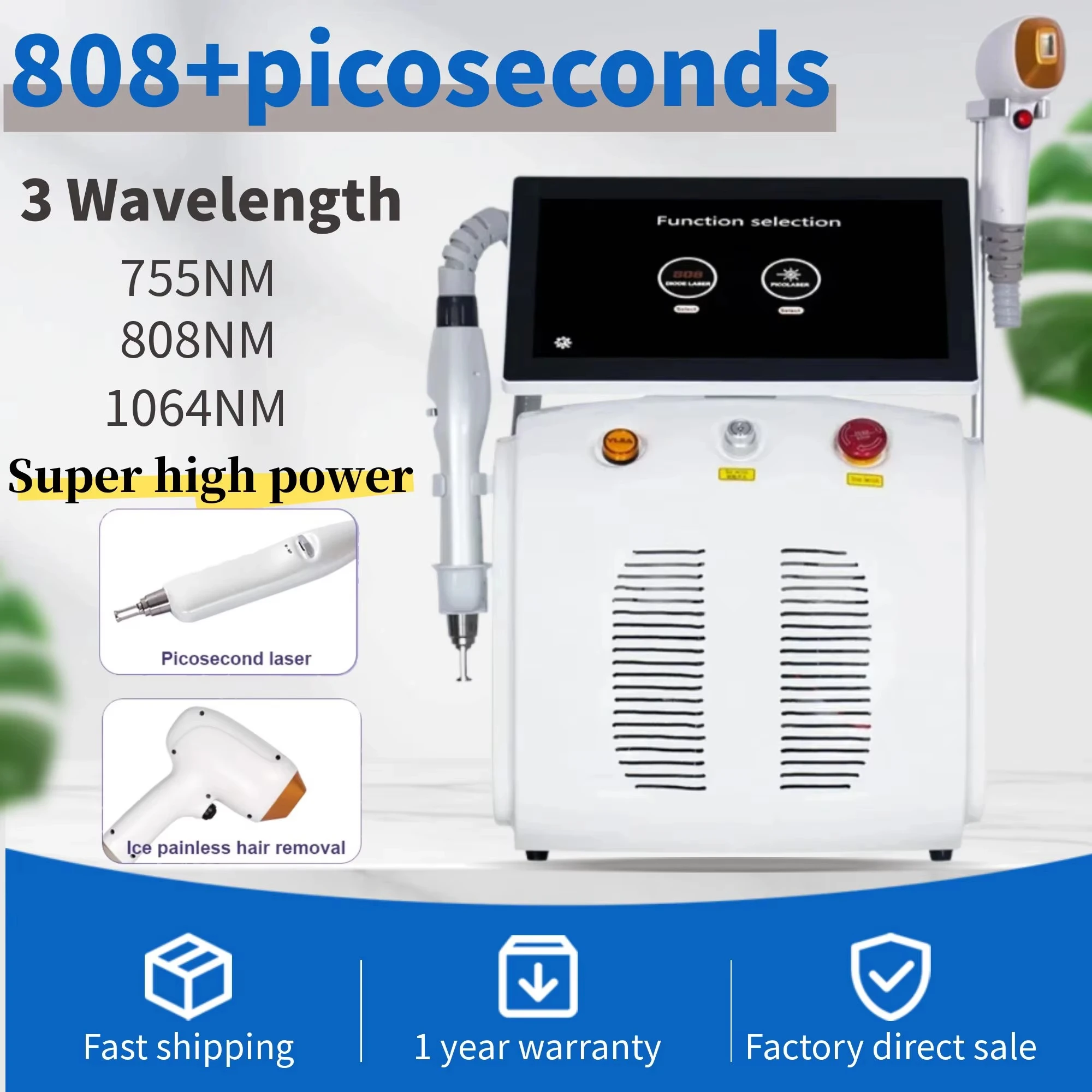 

Diode Laser Picosecond 2in1 Machine Hair Removal Tattoo Removal Professional Beauty Equipment with Ice Titanium Technology 1