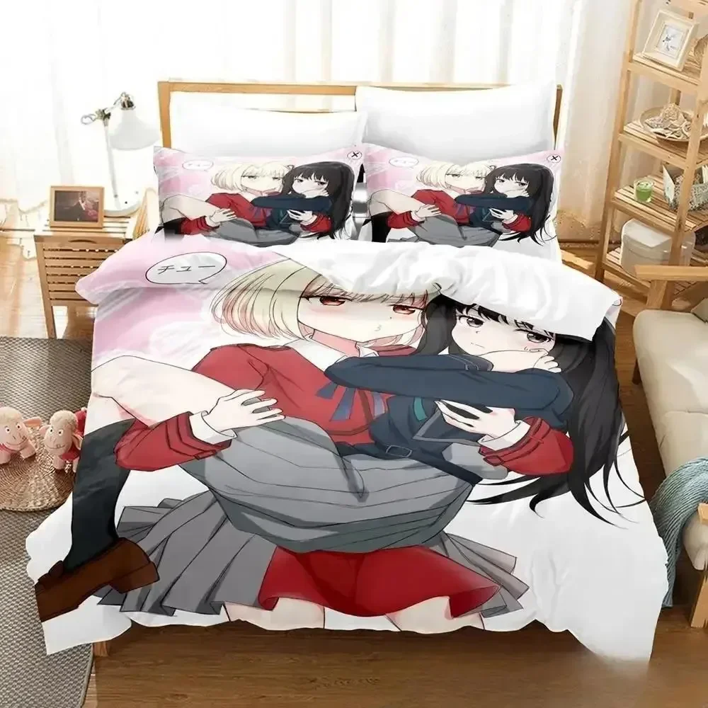 New Lycoris Recoil Bedding Set Single Twin Full Queen King Size Bed Set Aldult Kid Bedroom Duvet cover Sets Anime Bed Sheet Set