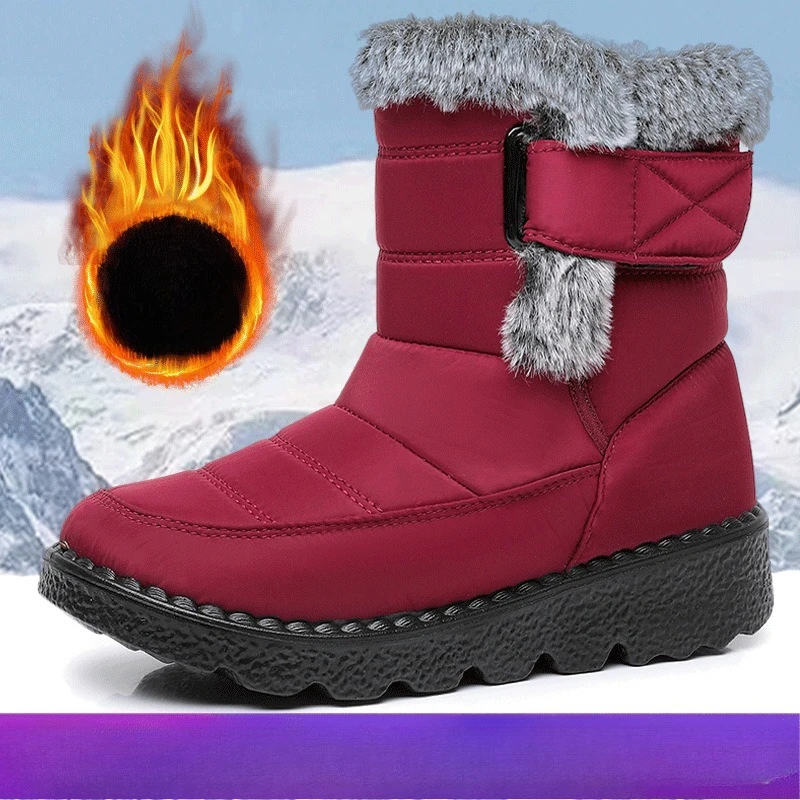 Women's Boots Trend Winter Shoes For Woman Winter Boots Ankle Low Heels Botas Mujer Waterproof Snow Boots With Fur Shoes