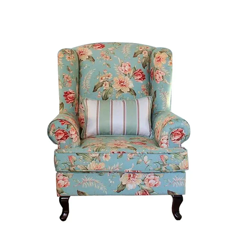 Nordic American Retro Checked Cloth Art Sofa Living Room Bedroom Leisure Single-Seat Sofa Chair