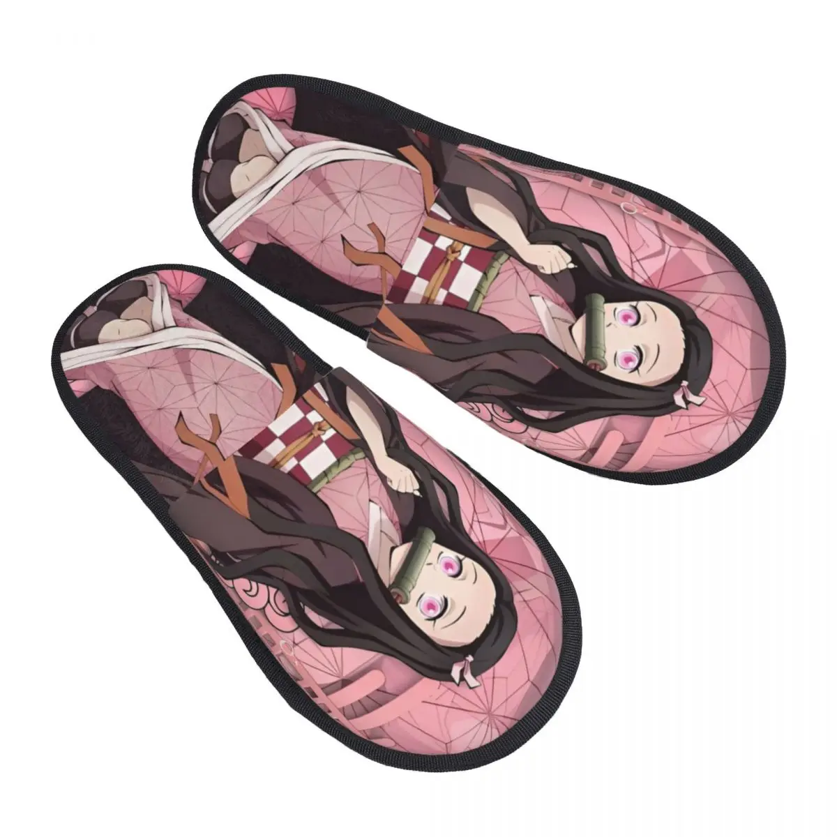 Anime Kawaii Nezuko Winter House Slippers Living Room Demon Slayer Soft Memory Foam Slippers Anti Slip