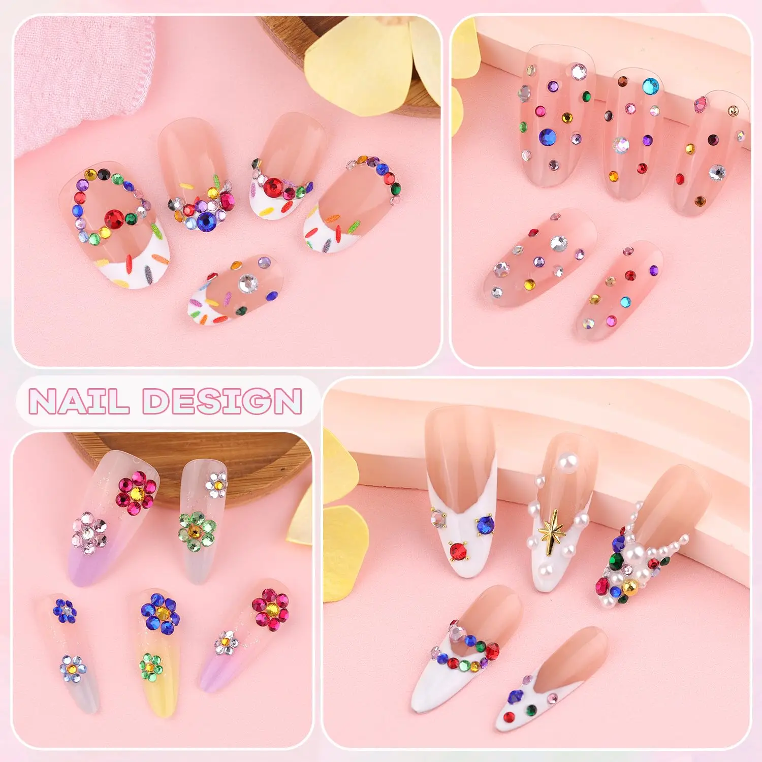 5000 Stück Kleine Harz-Strasssteine für Nagelkunst, Bunte Strass-Steine 2/3MM Flache Rückseite, Glitzernde Edelsteine, Strass-Charms – Detail 5