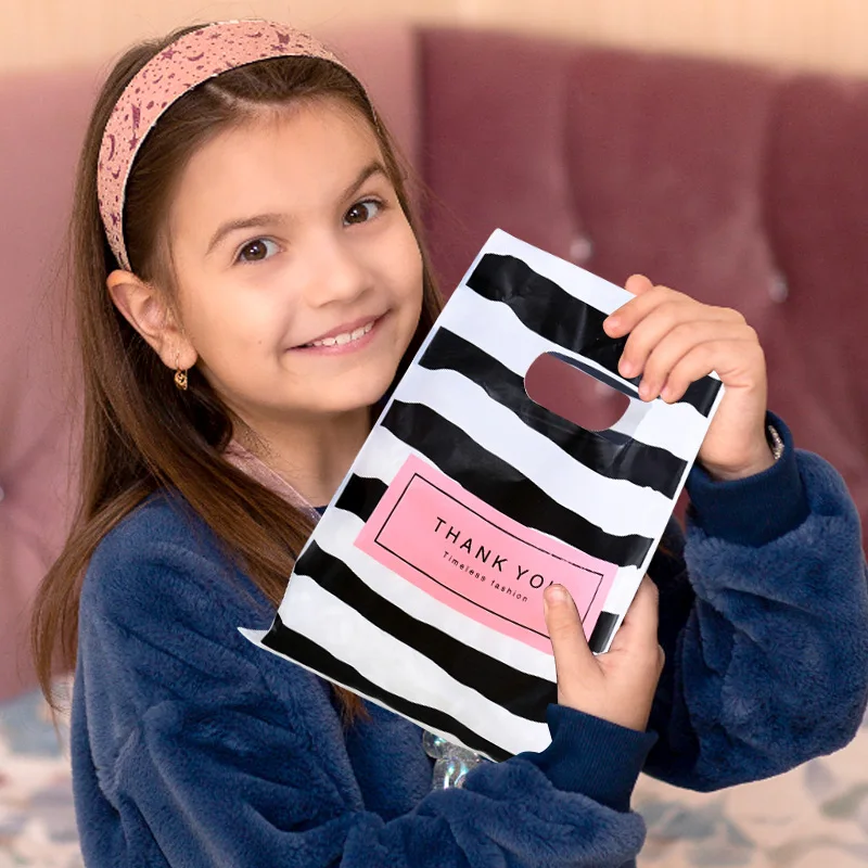 50/100 Stück Dankeschön-Geschenktüten mit Griffen, Geburtstagsgeschenk, Kleidungstasche, kleine Unternehmen, Dankeschön-Geschenktüten, Einkaufen, Plastiktüten – Detail 10