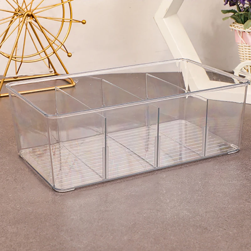 1Pc Acrylic Transparent Tea Bag Storage Box With Lid Office Multifunctional Storage Box Organizer Coffee Bag Compartment Box