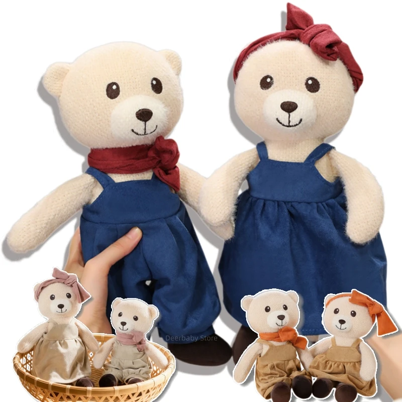 30cm Cartoon Creative Couple Bear Plush Doll Pillow Boys Girls Animal Stuffed Toy Souvenir Home Decor Wedding Valentine's Gift
