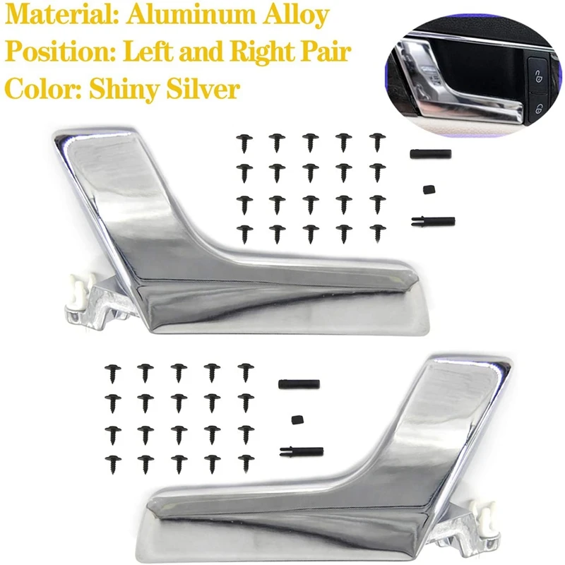 NEW-Interior Door Handle Repair Kit Left And Right For Mercedes-Benz X204 GLK-Class W204 C-Class Aluminum Alloy Shiny Silver