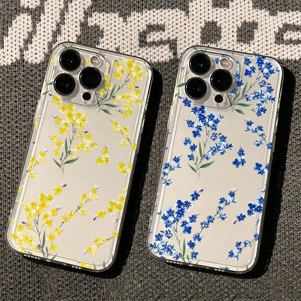 Phone Case For Samsung Galaxy S26 Ultra S25 s22 s23 S24 edge Plus FE Note 20 A35 A36 A54 A55 5G Forget Me Not Flower Clear Cover