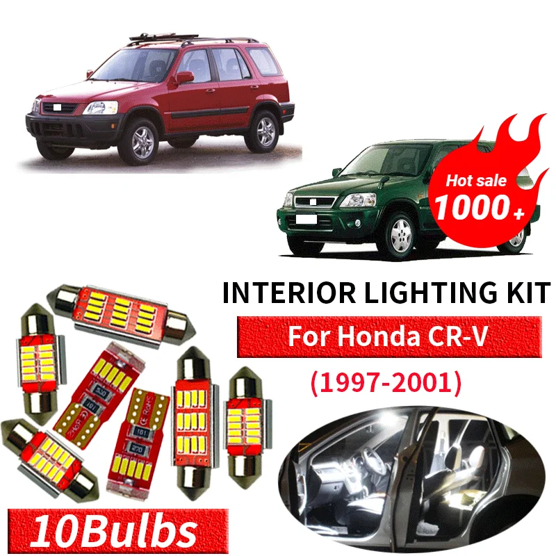 10X White Canbus led Car interior lights Package Kit for 1997-2001 Honda CR-V led interior Dome Trunk lights