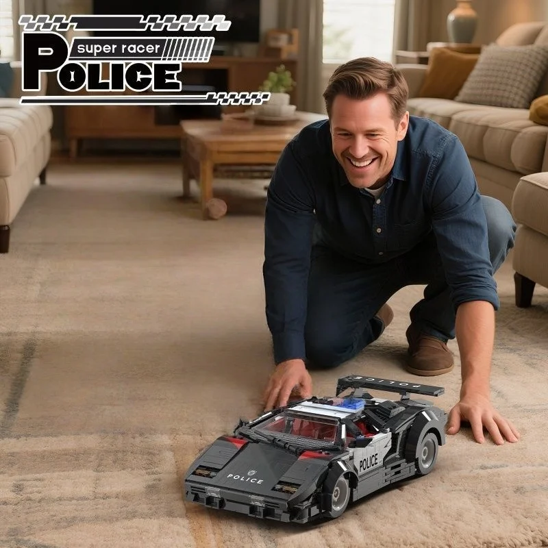 1383PCS building block toys, police car supercars, DIY collectible models, dream gifts for birthdays and holidays (with box)