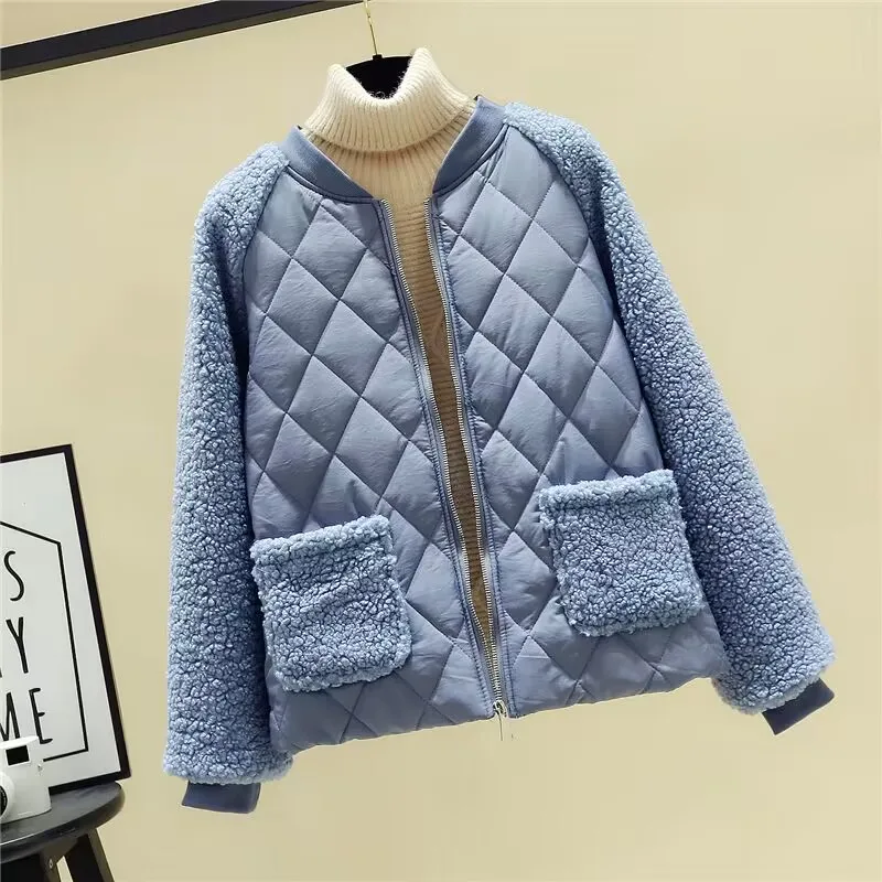 Autumn Winter Women\'s Parkas 2023 New Loose Imitation lamb Wool Cotton Jacket Thin light Down Cotton Jacket Female Short Coat