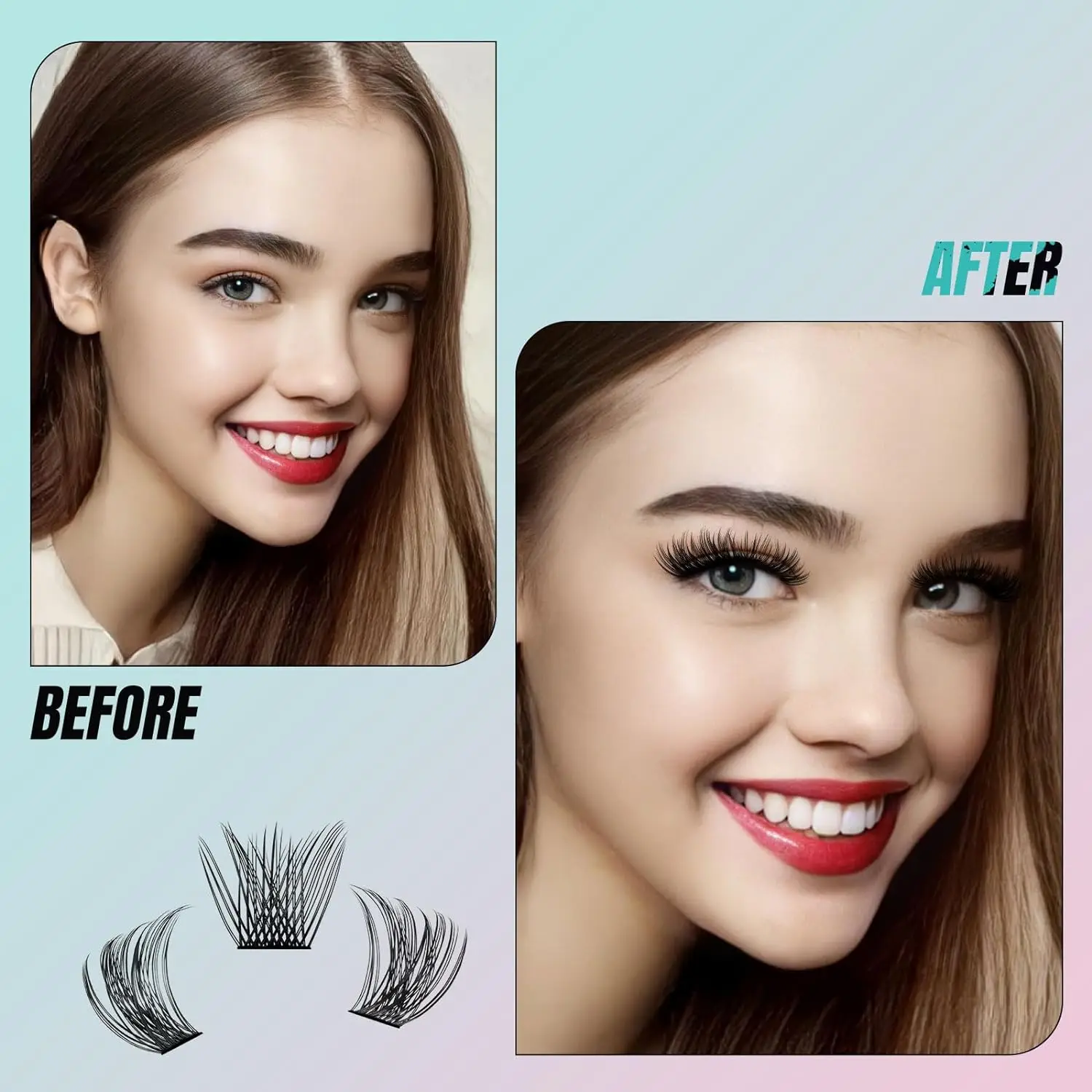 Ailalshl 12 Lijnen Dly Wimper Extensie Gesegmenteerde Cluster Gemakkelijk Make-Up Big Eye Secret Super Natuurlijke Lash Glitter Vooraf Gemaakte Wimpers