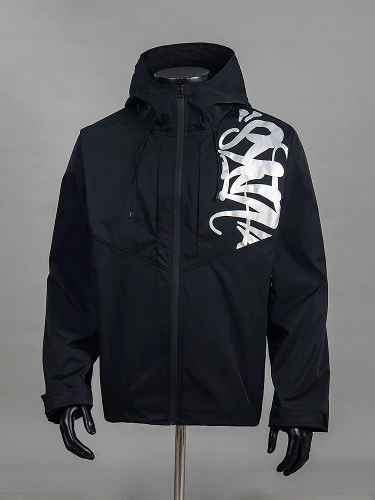 

Syna World Men's Loose Fit Sportswear Windproof Jaet Printed American Sle Hooded Coat Youth Polyester Long Sve Autumn
