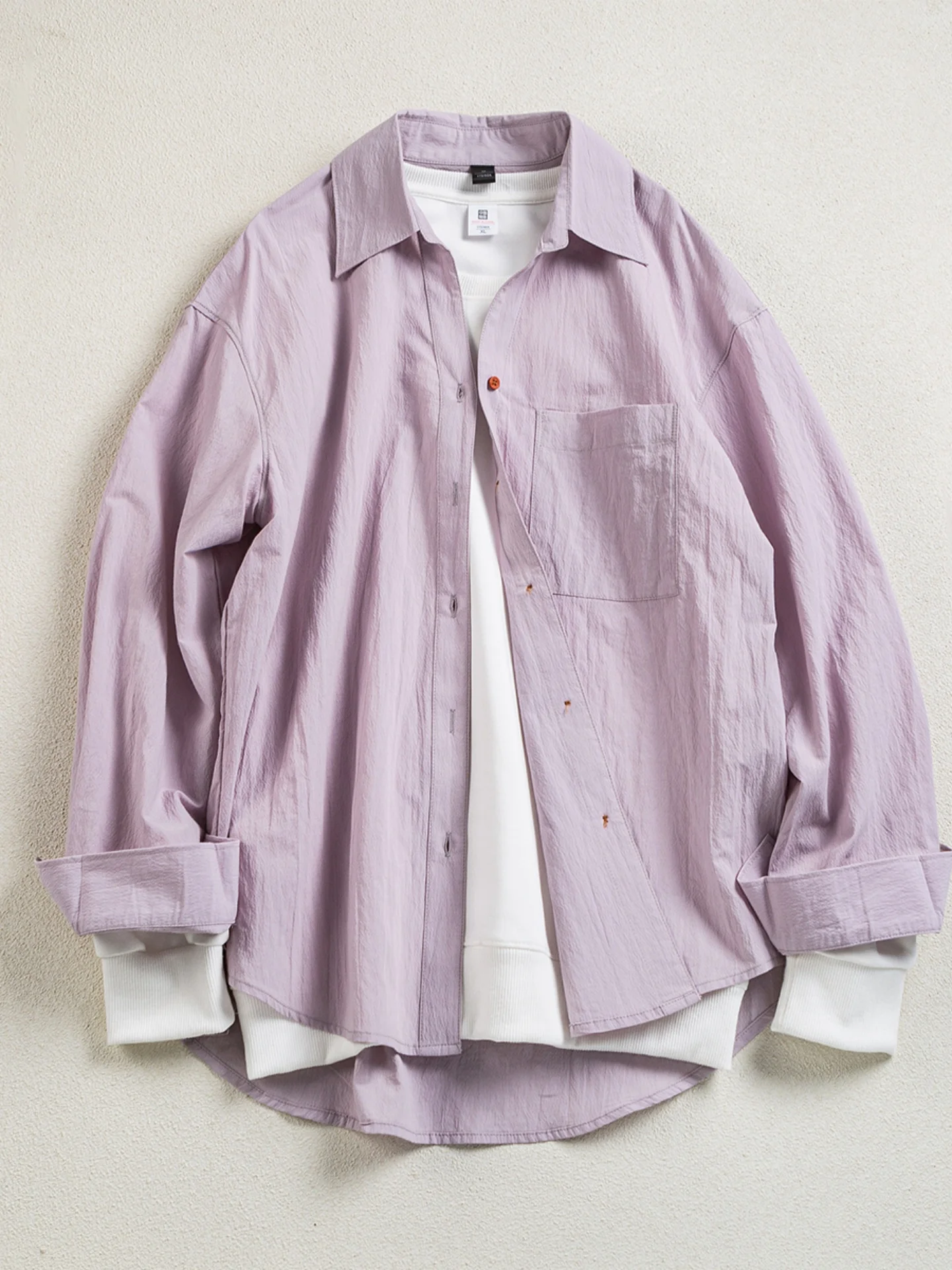 

Dopne Purple Men's Long Sve Loose Fit irt Versatile Casual Sle Spring Season Premium Feel Good Match All irt