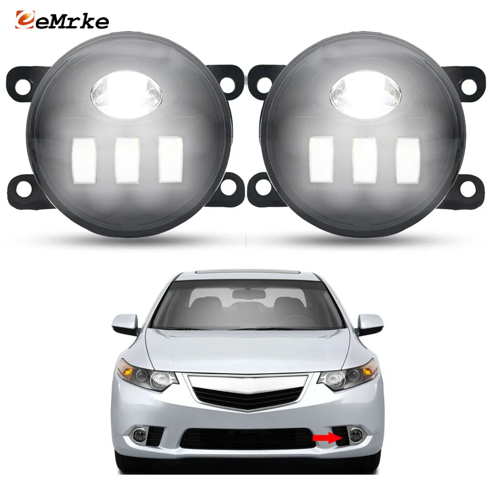 Upgrade Led Car Fog Lights PTF for Acura TSX 2011 2012 2013 2014 with Lens DRL Front Driving Daytime Running Lamp Left & Right