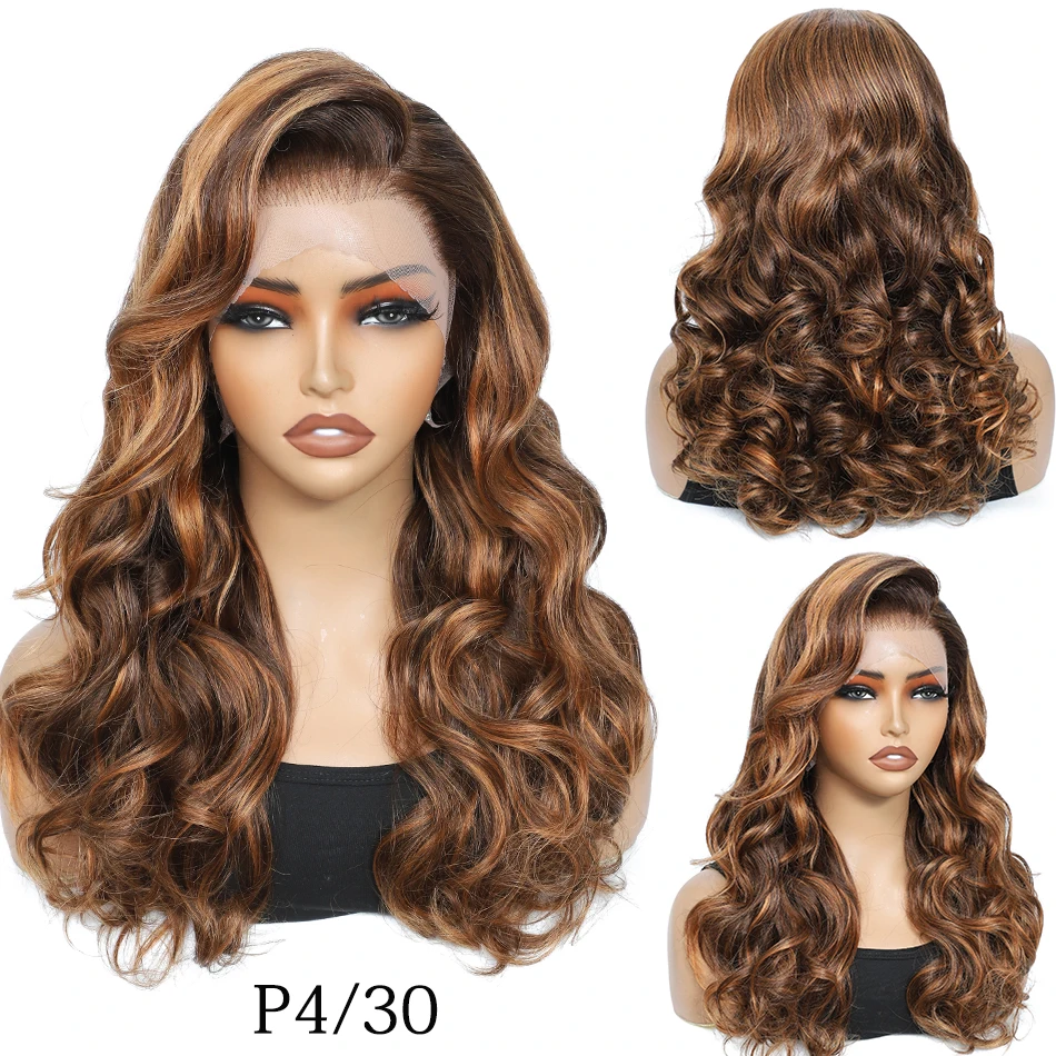 

100% Human Hair Bouncy Curly Wigs 5x5 HD Lace Wigs 250 Density Ombre Double Drawn Bouncy Wave Glueless 13x4 HD Lace Frontal Wigs